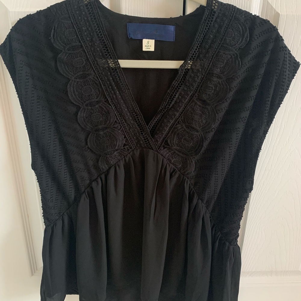 Black blouse with some crotchet detail